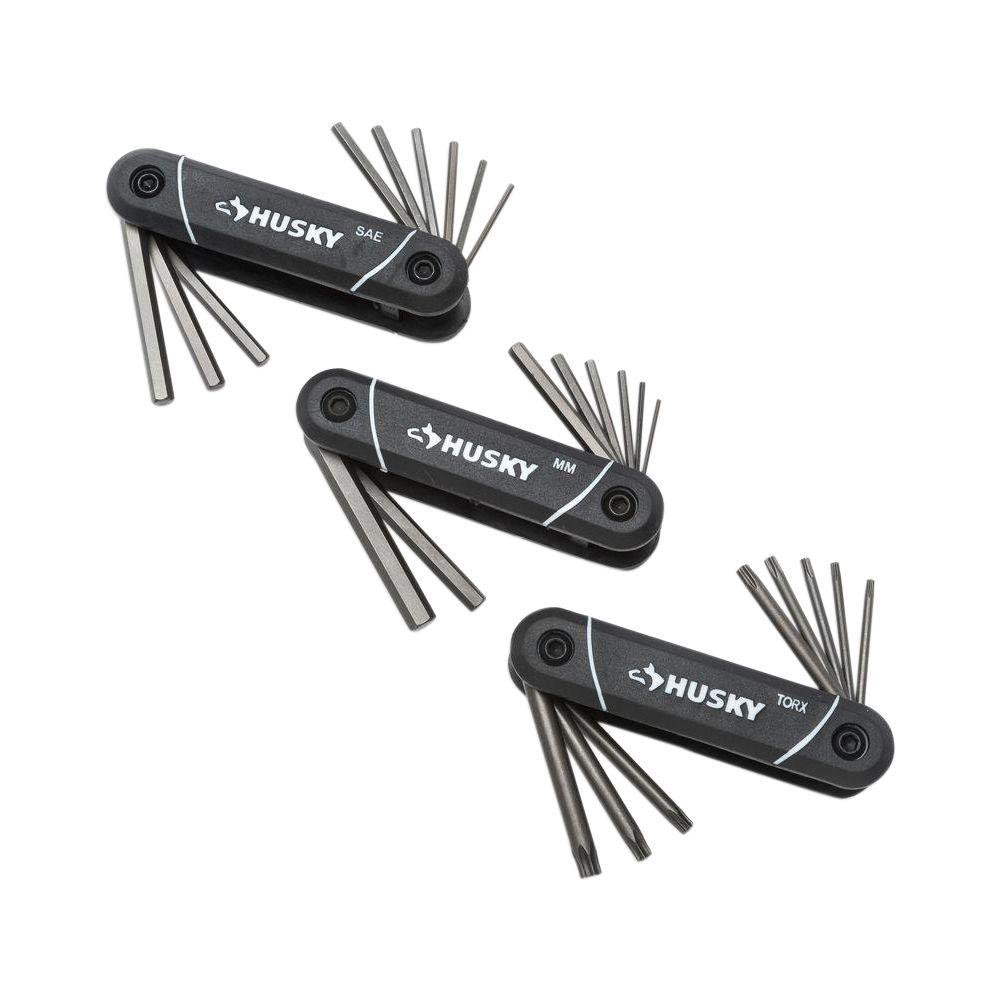 Husky SAE/Metric Folding Hex Key Set With Bonus Torx Set (3Piece