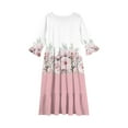 thumbnail image 3 of Inglocry Girls Floral Maxi Dress, Flower Printed Short Sleeves Dress with Pockets Summer Long Holiday Dress Pink 13-14Year, 3 of 4