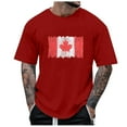 thumbnail image 1 of LUOGENLI T-shirts pour Hommes Printemps et Été Fête Nationale Décontracté Vintage Imprimé Partiel t-Shirt Col Rond Manches Courtes Rouge TTTG, 1 of 4