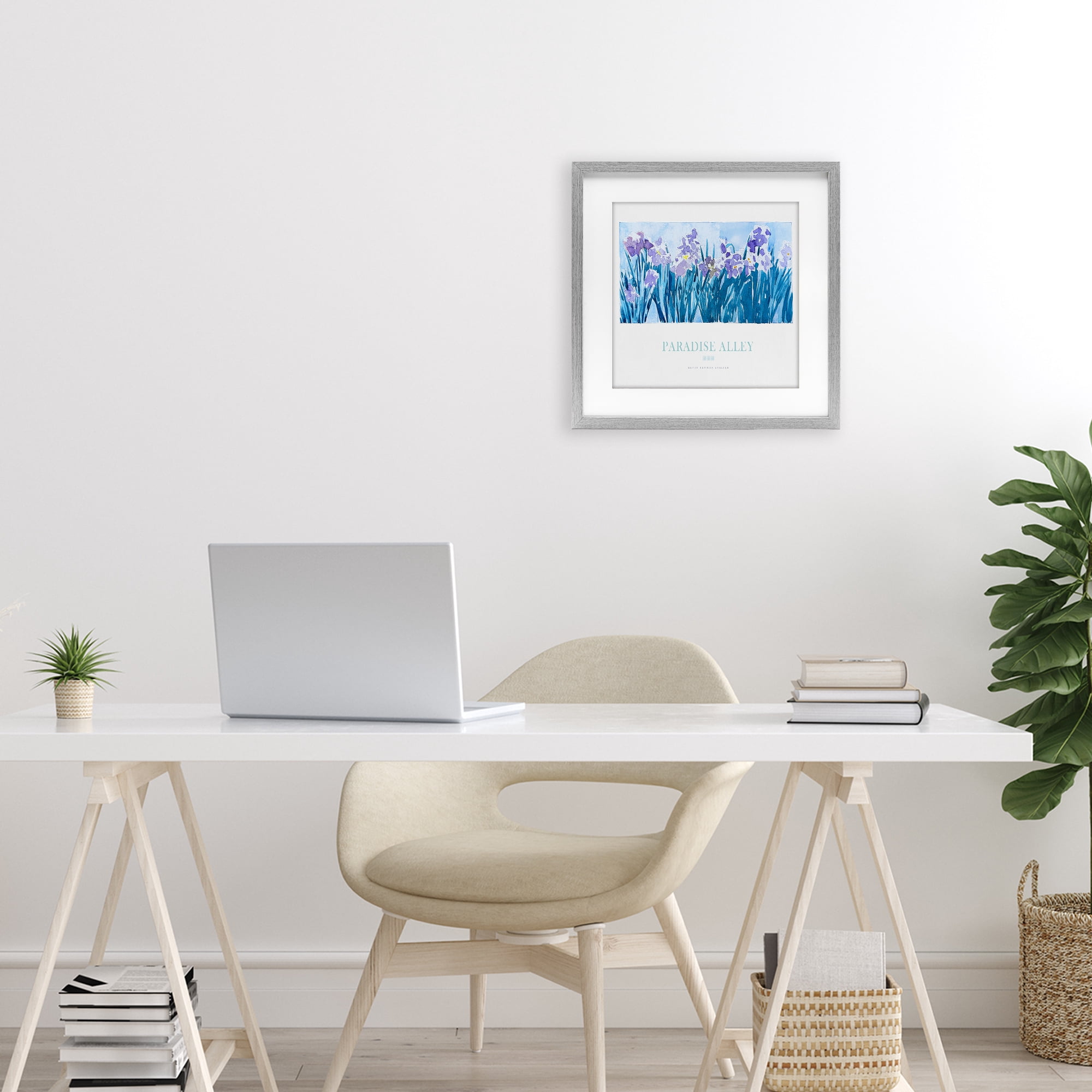 Stupell Industries Paradise Alley Purple Irises Gray Framed Print Under Glass, design by Jadei Graphics