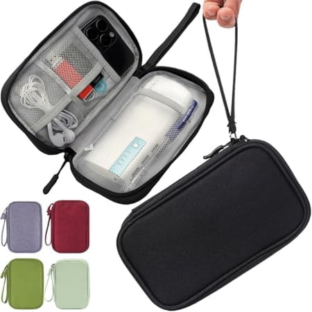 Electronic Organizer Case Travel Cable Organizer Pouch Electronic Accessories Carry Case Water Resistant Organizer Pouch Bag for Cable Cord Charger Phone Power Bank Earphone (Black)