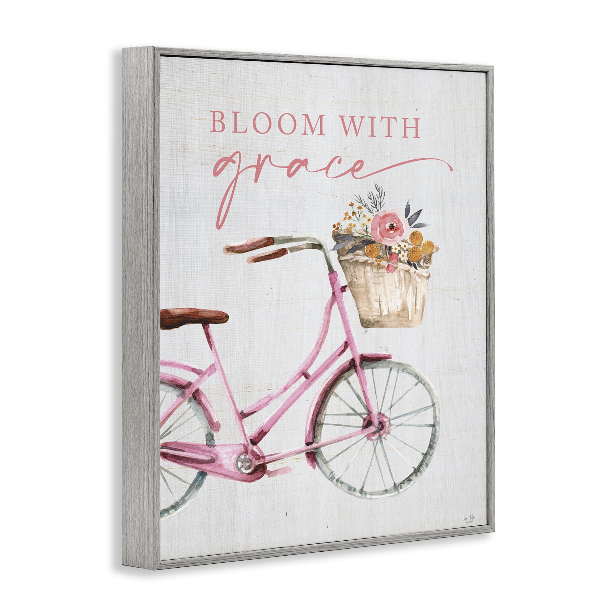 Stupell Industries Bloom With Grace Bicycle Gray Framed Giclee Art, design by Lux + Me Designs