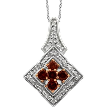 JewelersClub 1/3 Carat T.W. Red and White Diamond Sterling Silver Pendant