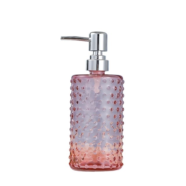 Inicio/Hotel/Botella de loción de vidrio for baño, 500 ml, soporte for jabón, transparente, cilíndrico, azul, transparente, gris, naranja y rosa