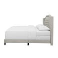 thumbnail image 3 of Home Design Aden King Upholstered Panel Bed Frame with Wingback Headboard, Button Tufted, Warm Gray, Easy Assembly, for Adult Bedroom, 3 of 7