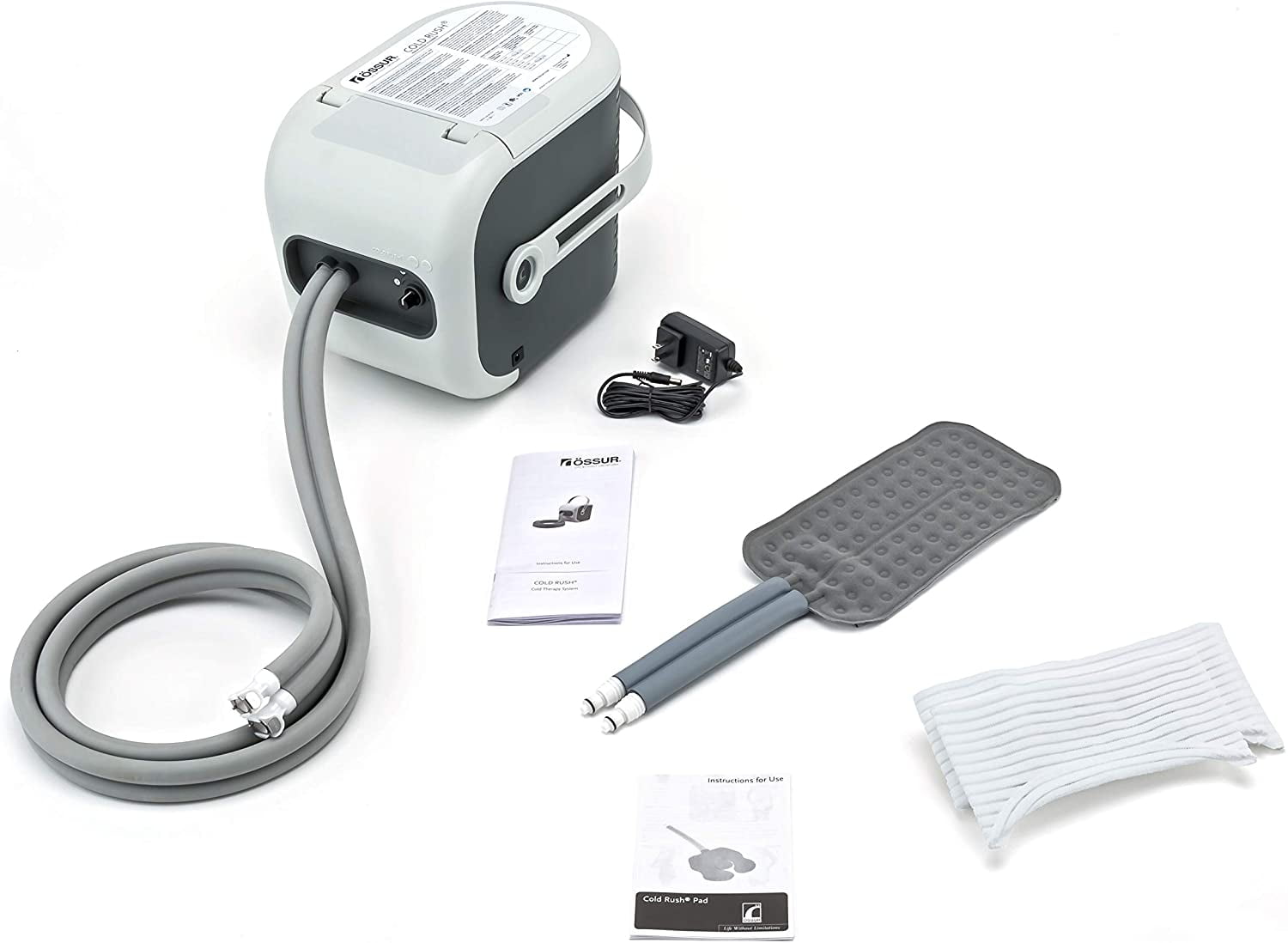 Ossur Cold Rush Therapy Machine System with Rectangle Pad Ergonomic, Adjustable Wrap Pad