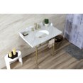 thumbnail image 3 of Kingston Brass LMS3622M87 Habsburg 36" Carrara Marble Console Sink with Brass Legs (8-Inch, 3-Hole), Carrara Marble White/Brushed Brass, 3 of 8