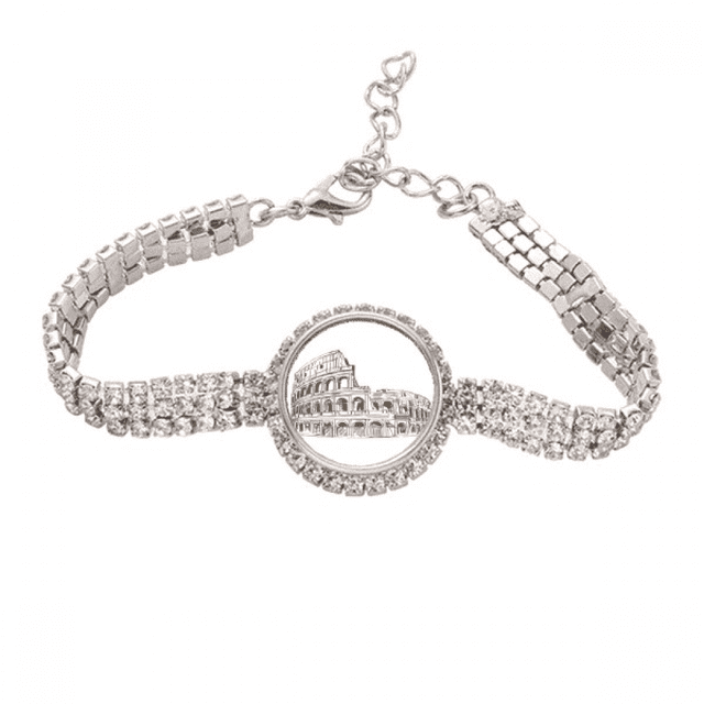 Italia Roma dibujo paisaje país City Landmark ilustración patron Pulsera de tobillera de cadena de tenis, joyería de diamantes