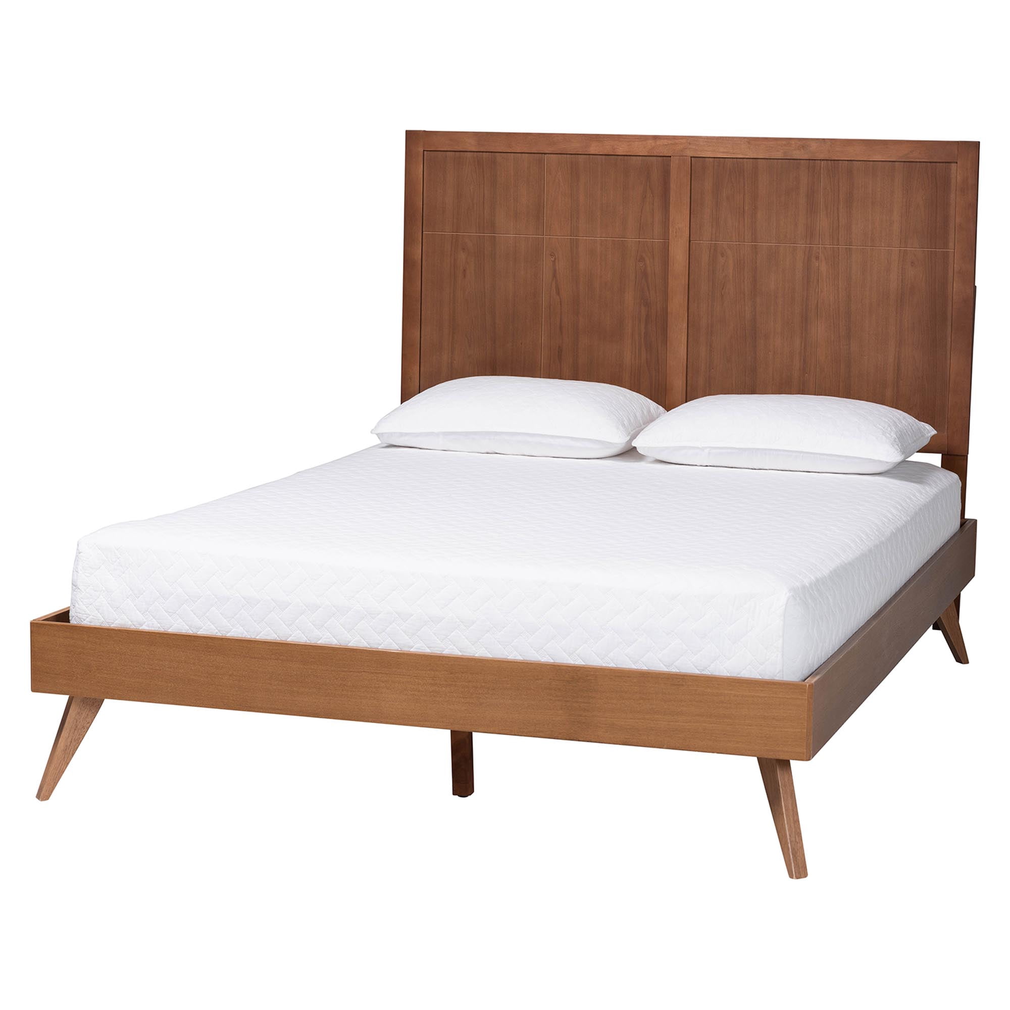 Baxton Studio Noela Mid-Century Platform Bed, King, Ash Walnut