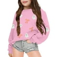 thumbnail image 3 of WhouRiu Toddler Girl's Sweatshirt Halloween Ghost Prints Long Sleeve Holiday Cozy Soft Fall Loose Sweatshirt Pink,Sized 3-4, 3 of 3