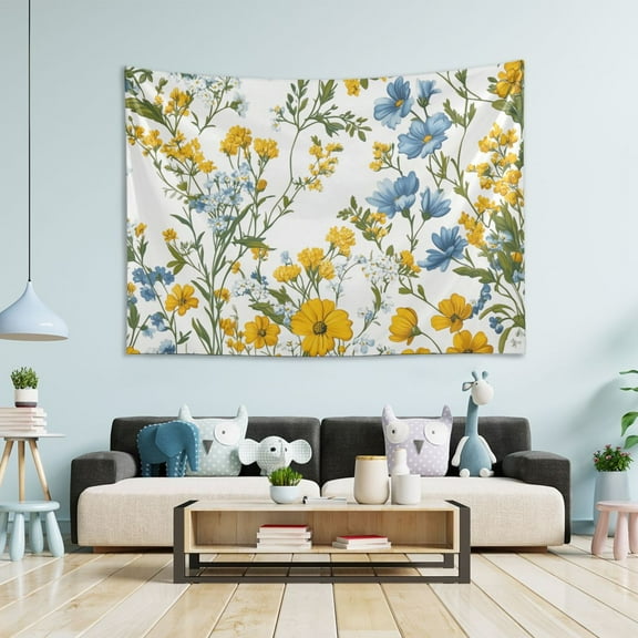 Yayeee Tapestry Wall Hanging for Bedroom 60" x 40" Living Room Home Wall Art Decor, Yellow Floral