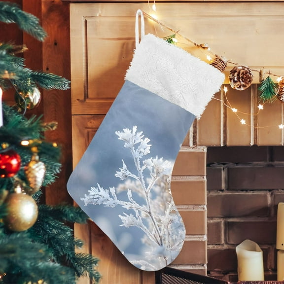 Ryvnso Christmas Stockings Snowflake in Winter 17.7" Large Stocking Decoration 1 Pack