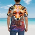 thumbnail image 4 of Sikiie Color Splash Fox Portrait Print Men's Hawaiian Shirt, Summer Beach Button Pocket Short Sleeve T-Shirt,Small, 4 of 7