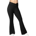 thumbnail image 4 of Eytino Leggings de talla grande para mujer, elásticos, de cintura alta, cruzados, acampanados, pantalones de salón (1X-5X), 4 of 5