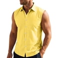 thumbnail image 2 of Men'S Solid Color Sleeveless Shirt, Lapel Button Up Vest, Casual Sports Shirt Vest, 2 of 9