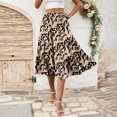 thumbnail image 5 of WTOBBY Women's Casual High Waist A-Line Skirt with Floral Print and Pockets, Polka Dot Stripe Design Skirt for Bohemian Style, Elastic Waist for Comfort,Camel M, 5 of 5