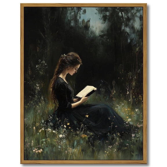 Drsoum Vintage Wall Art Classic Moody Elegant Woman Stands Reading a Book Victorian Wall Prints Kitchen Bathroom Office Decor 11x14in Brown Framed