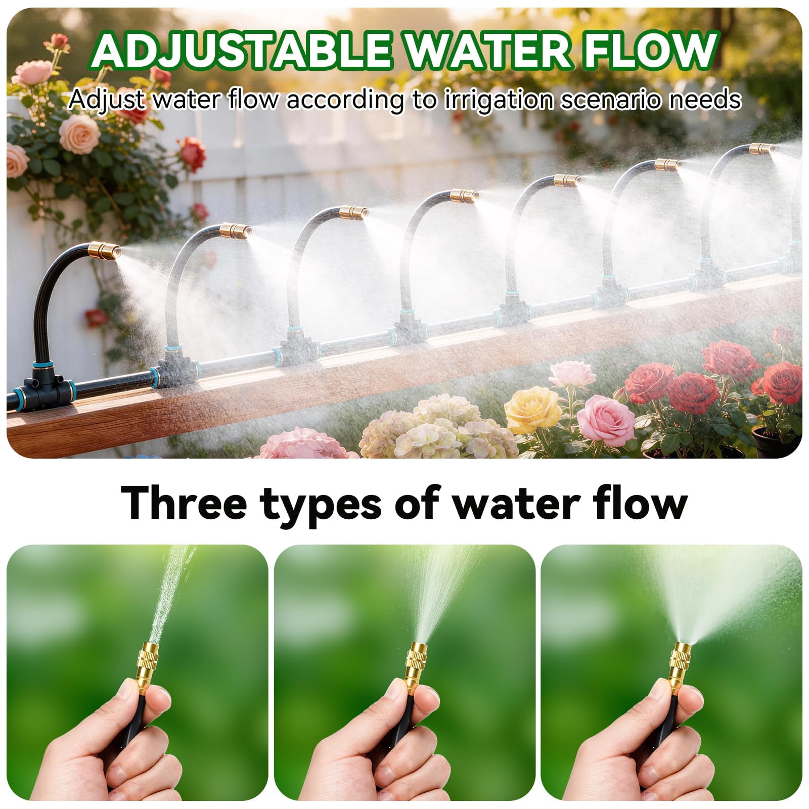 360°adjustable Drip Irrigation System 200ft 5/16" Extra Long Garden Watering Kit With 32 Copper Nozzles 141pcs Automatic Atomizing Plant Sprinkler For Large Yard  Greenhouse Lawn