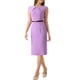 thumbnail image 4 of Vestido elegante de mujer Inspire Chic con mangas de capucha y cinturón, vestido de trabajo tipo sheath en lavanda, talla M, 4 of 6