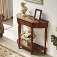 thumbnail image 1 of Mesa consola de madera maciza con cajones, mesa consola en forma de media luna, mesa consola clásica con estante de almacenamiento, mesa de sofá semicircular para sala de estar (23,6 pulgadas),1, 1 of 3