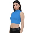 thumbnail image 2 of eloria Women's Top High-Neck Sleeveless Crop Tank Top Color: Blue | Size: XXL, 2 of 6