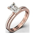 thumbnail image 3 of Art deco 2.00 Carat Emerald Cut Diamond Moissanite Engagement Ring Set, Wedding Ring in 925 Sterling Silver With 18k Rose Gold Plating Feminine Gift, Promise Ring, Anniversary Gift, 3 of 4