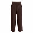 thumbnail image 4 of Delayuji Womens Linen Pant Daily Elastic High Waist Straight Leg Pant Solid Color Casual Pants Loose Long Trousers, 4 of 5