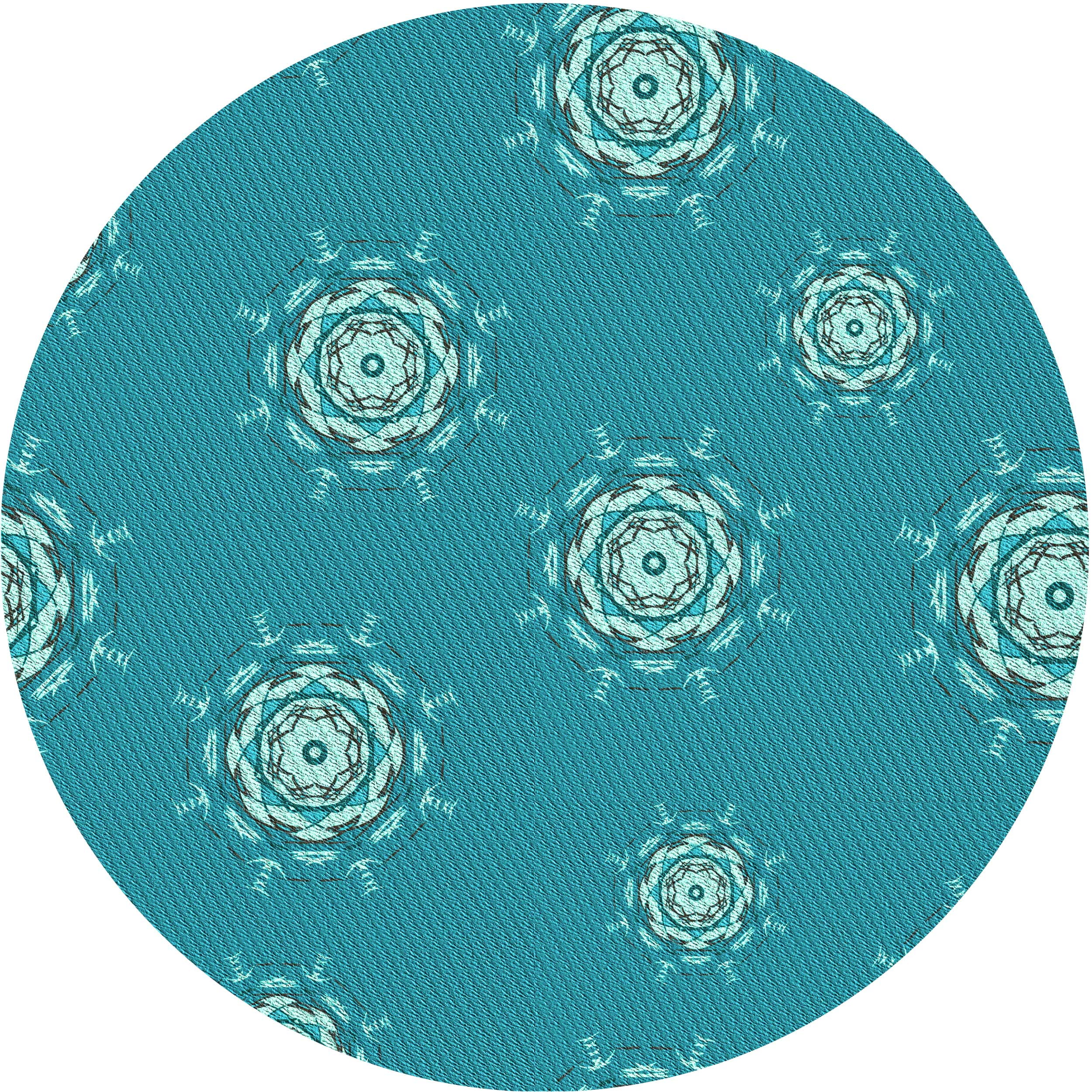 Ahgly Company Machine Washable Indoor Round Transitional Dark Cyan ...