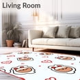thumbnail image 2 of ODIKA 3'x5' Machine Washable Non-Slip Area Rug, Adorable Rodent Themed Entry with Love Symbol Accents High Traffic Rug with Pad, White, 725311, 2 of 8