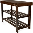 thumbnail image 7 of Homemaid Living Bamboo 3 Tier Shoe Rack Bench (Brown), 7 of 7