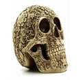 thumbnail image 3 of Creative Skull Flowers Sculpture 8.1'' Human Head Skeleton Statue Collectible Halloween Decoration Home Decor,Gold, 3 of 14
