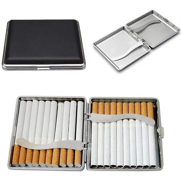 iron cigarette case Portable and Durable: Protect Your Cigarettes with the Fashionable Metal Iron  Cigarette Case - 2 Pack, Black
