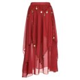 thumbnail image 5 of CHICTRY Womens Chiffon Belly Dance Asymmetric Hem Skirt Halloween Shiny Sequins Beaded Dance Costume Red One Size, 5 of 7