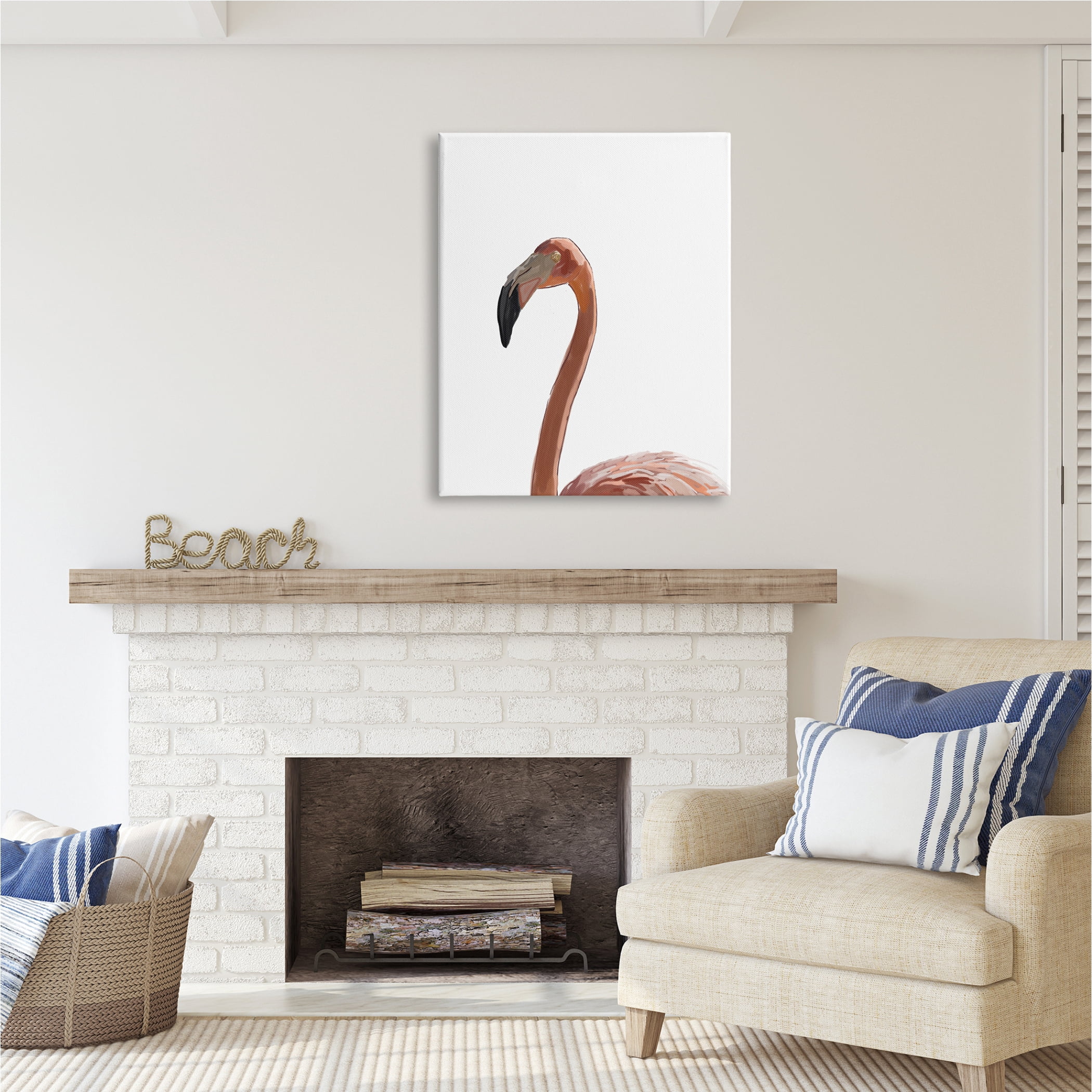 Stupell Industries Minimal Flamingo Portrait Animals & Insects Painting Gallery Wrapped Canvas Print Wall Art, 30 x 40