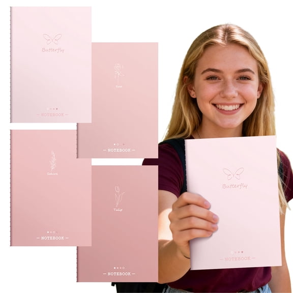A5 Lined Notebook 80 Pages Cute Softcover Journal for School Office(Random Pink)