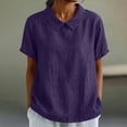 thumbnail image 2 of Abomasnow Women Summer Tops 2026 Cotton Linen Shirts Cute Summer Short Sleeve Shirts Casual Collared Blouse Tunic, 2 of 7