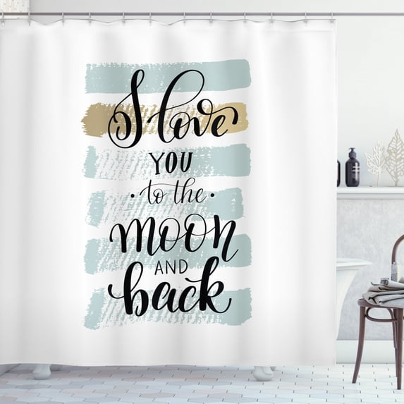 Ambesonne I Love You Shower Curtain, Pastel Paintbrush, 69"Wx84"L, Blue Grey Pale Caramel