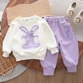 thumbnail image 2 of Toddler Girls Winter Two Piece Outfits Cozy Long Sleeve Crewneck Sweatshirt and Trousers Play Set for Cold Weather, 2 of 3