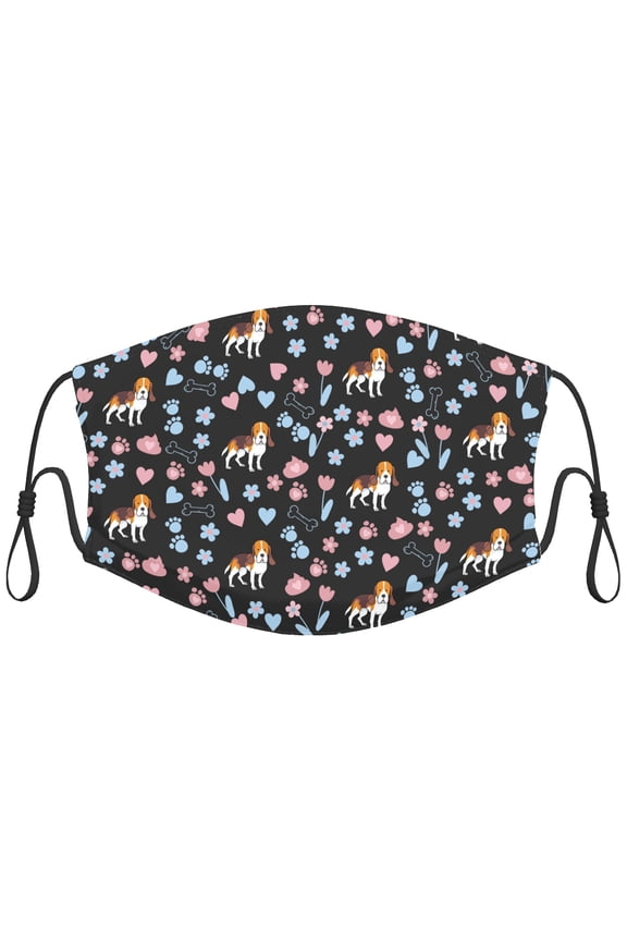 Cute Basset Hound Dog Graphic Printed Cloth Face Masks Reusable Washable Adjustable for Child (1 PCS)