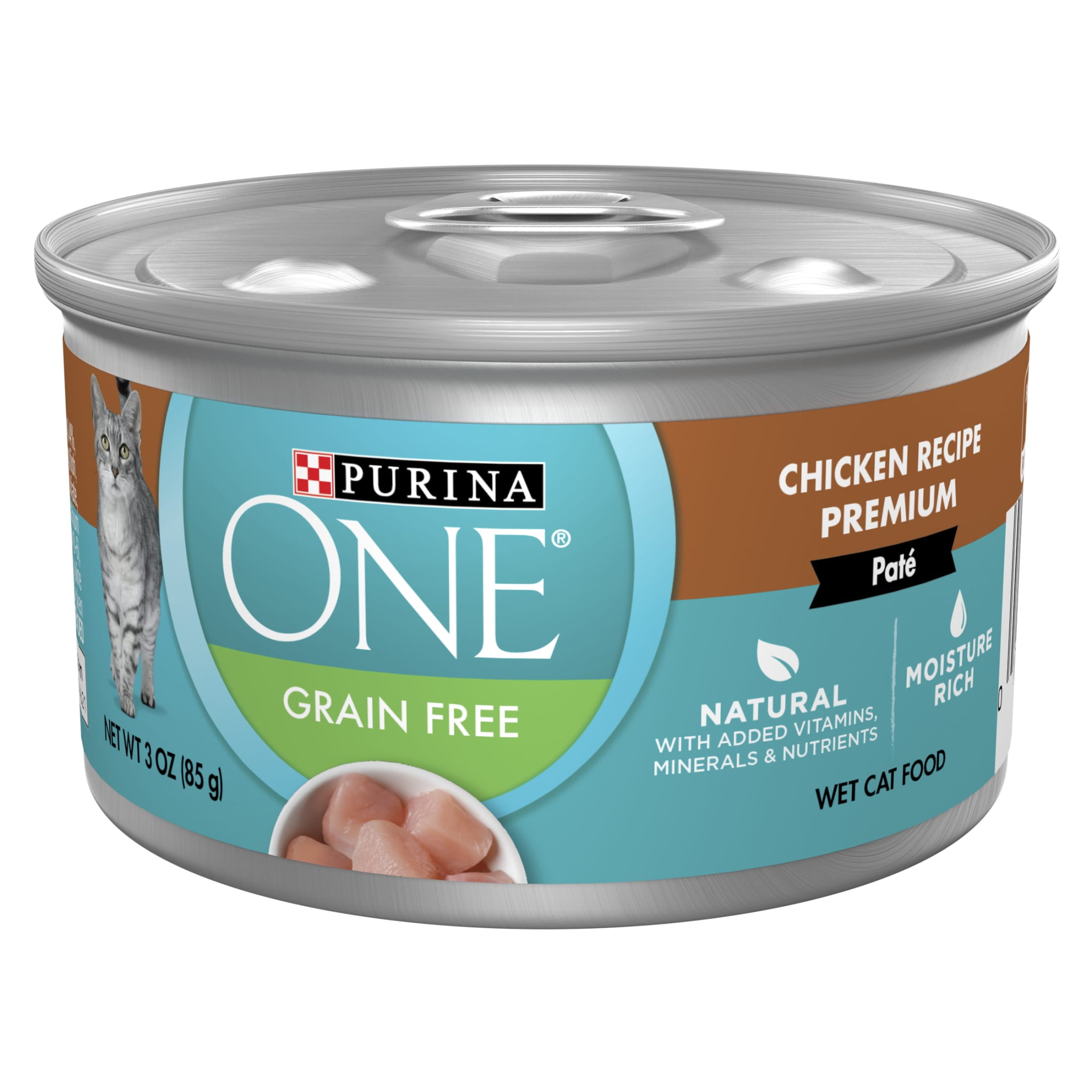 (24 pack) Purina ONE Pate, Natural Grain Free, Soft Chicken, Wet Cat Food 3 oz Can