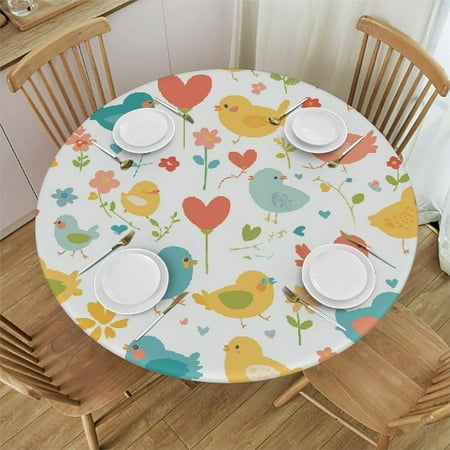 

Autua Cutebirds Flowers Hearts Round Tablecloth Stain-Resistant Washable for Indoor Outdoor Restaurants Weddings Parties Picnic Dining Kitchen Farmhouse Tablecloths 31 -35