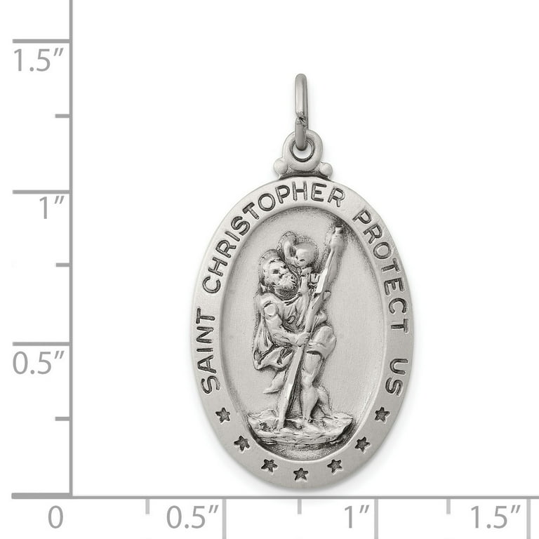 VINTAGE online ST CHRISTOPHER PROTECT US MEDAL STERLING SILVER 925 PENDANT Religious 43