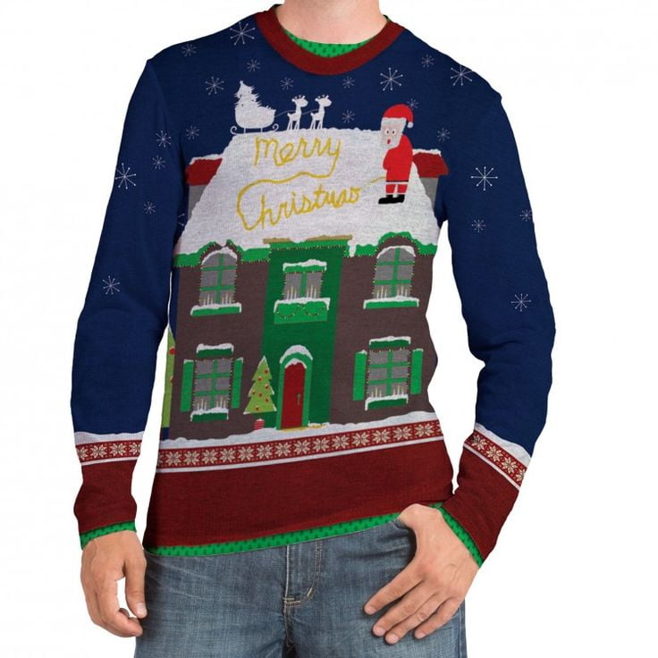 ugly christmas sweater santa peeing