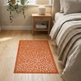 thumbnail image 3 of ODIKA 2'x3' Burnt Orange Cheetah Spotted Print Washable Doormat Wild Jungle Blossom Motif Scattered Petals Animal Layout for Entryway, Kitchen, Laundry Room, Non-Slip, Low Pile, 3 of 7