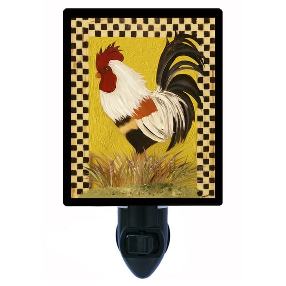 Night Light - Yellow Rooster. | Rooster Theme, Includes Free Switchable Insert, 4W Bulb, E12 Base