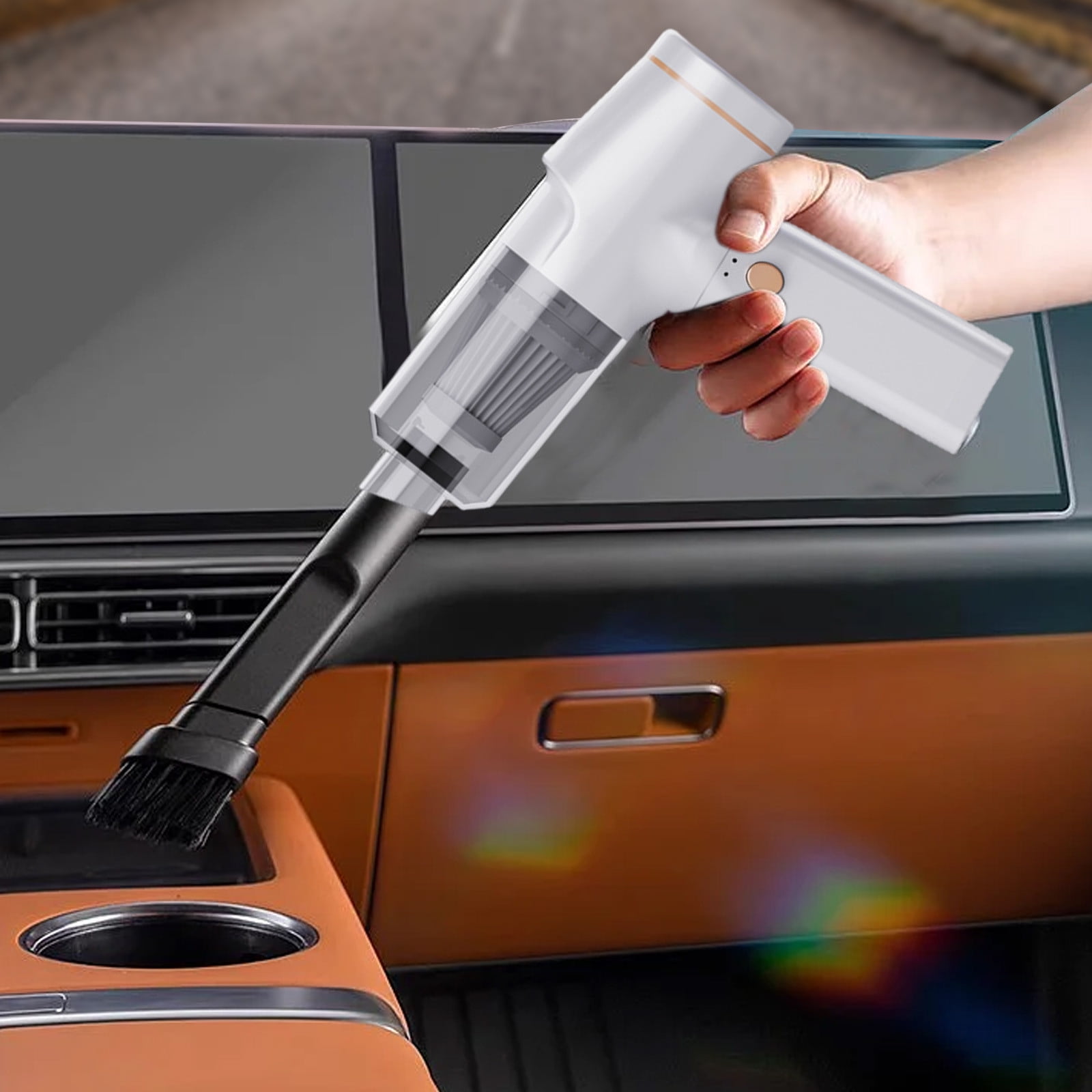 Tuphregyow Cordless Car Vacuum Cleaner - Powerful Suction, Rechargeable, Long-Lasting Battery, Lightweight Handheld Vacuum for Strong and Wireless Cleaning White