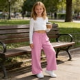 thumbnail image 5 of Fesfesfes Girls Cotton Linen Wide Leg Pants Loose Fit Drawstring Trousers with Pockets, Lightweight Summer Casual Bottoms for School Vacation and Everyday Wear Ages 5-14 Years, 5 of 9