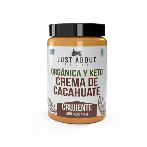 Crema de cacahuate Just About Foods orgánica y keto crujiente 454 g