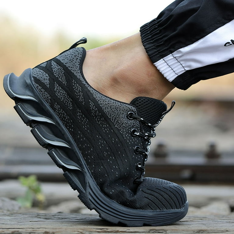 Steel Toe Shoes For Men SUYSTEX Hands Free Slip On Steel Toe Shoes