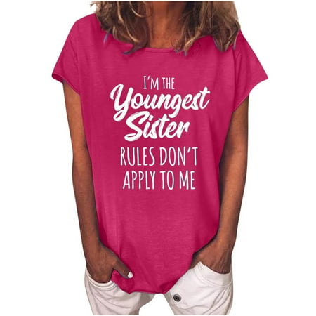 

Plus Size Tops for Women Womens Shirts Women s Trendy Casual Printed Round Neck Loose Fit Short Sleeve T Shirt Pullover Tops Nursing Tank Tops on Clearance Black Corset Top Pink L